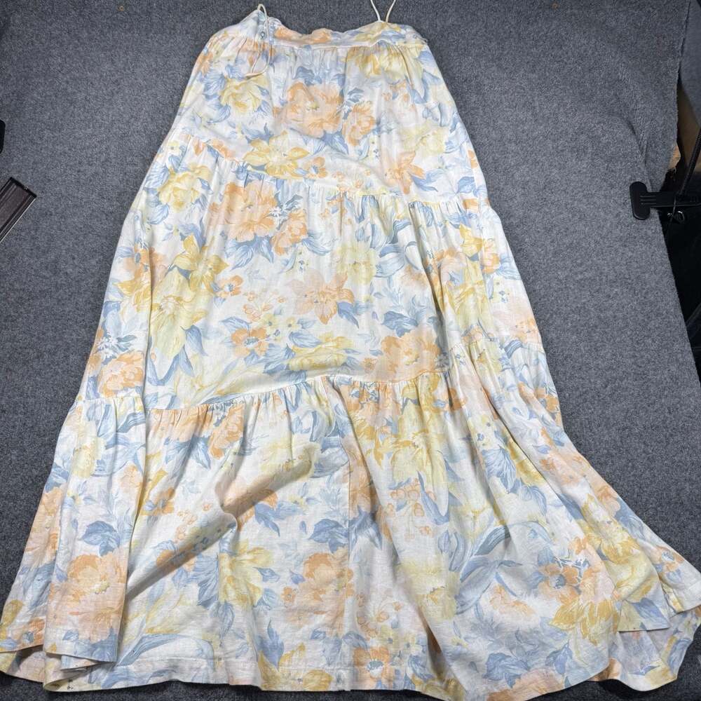 Abercrombie & Fitch Floral Linen Blend Tiered Maxi Dress